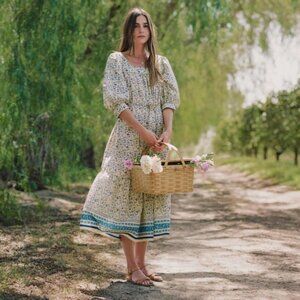 Christy Dawn The Bianca Dress Larkspur Ditsy Field Silk-Cotton dress